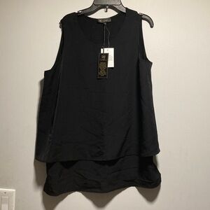 DG2 by Diane Gilman Black Sleeveless Blouse